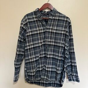Eddie Bauer relaxed fit Plaid Button-Up Shirt in Navy, Black & White